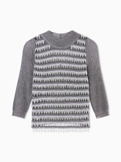 GIORGIO ARMANI VISCOSE AND METALLIC MESH JUMPER