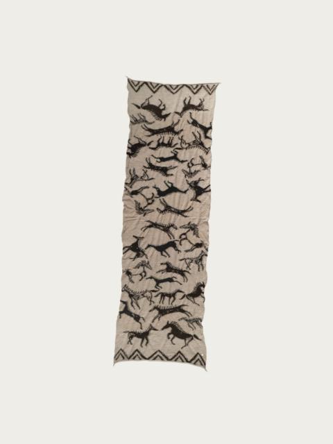 Kapital Fulling Wool Scarf INDIAN PAINTING - Beige