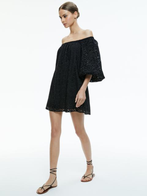 ARTEMIS OFF THE SHOULDER BLOUSON SLEEVE MINI DRESS