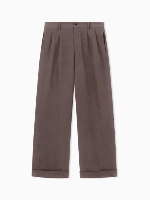 GIORGIO ARMANI DOUBLE-PLEAT TROUSERS IN HEMP