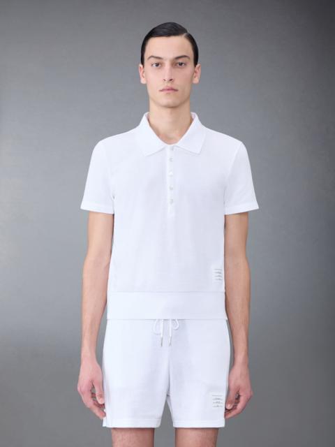 Thom Browne Textured Cotton Tuck Rib Polo