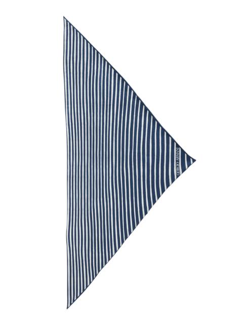 GIORGIO ARMANI Men's Striped Silk Neck Scarf - Dark Blue