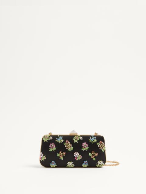 Valentino CARRY SECRETS SATIN MINAUDIERE WITH FLORAL EMBROIDERY