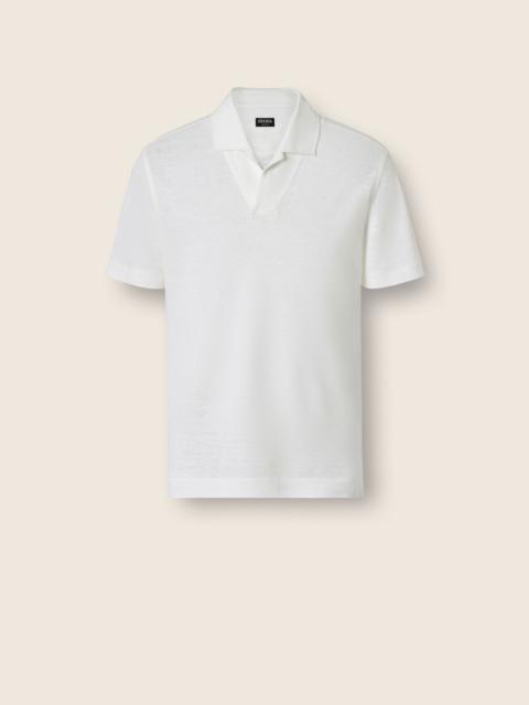 ZEGNA WHITE OASI LINO POLO SHIRT