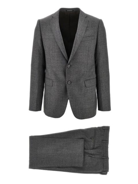 buttoned grey suit