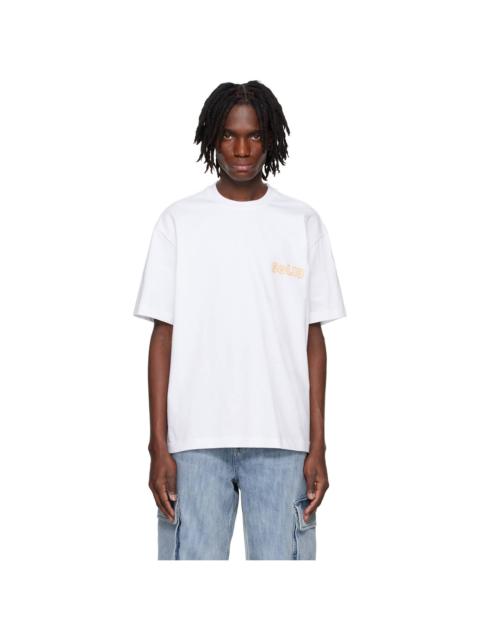 SOLID HOMME White Embroidered Graphic T-shirt