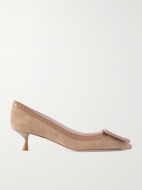 Roger Vivier Viv In The City 45 Perforated Leather-trimmed Suede Pumps