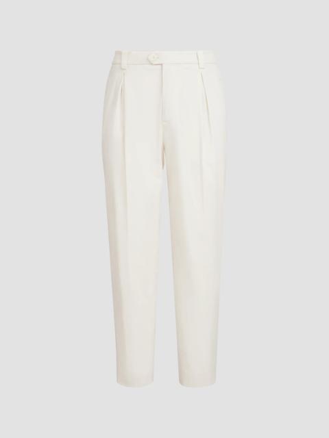 Brunello Cucinelli Men's Garment-Dyed Trousers in American Pima Cotton Comfort Gabardine - White