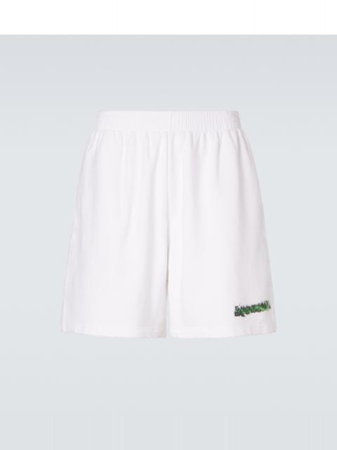 BALENCIAGA Logo cotton fleece shorts