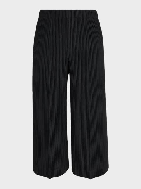 ISSEY MIYAKE Men's Pleats Cropped Wide-Leg Trousers