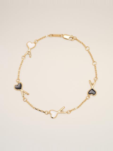 AMI Paris GOLD BRASS BRACELET WITH HAMMERED AMI DE COEUR
