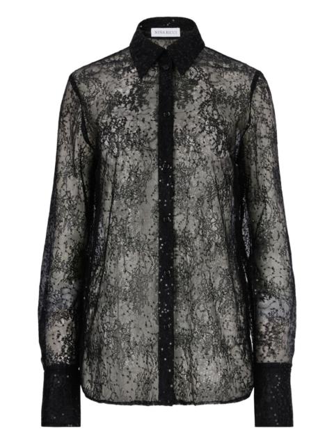 NINA RICCI sequin-embellished bell-cuffs shirt
