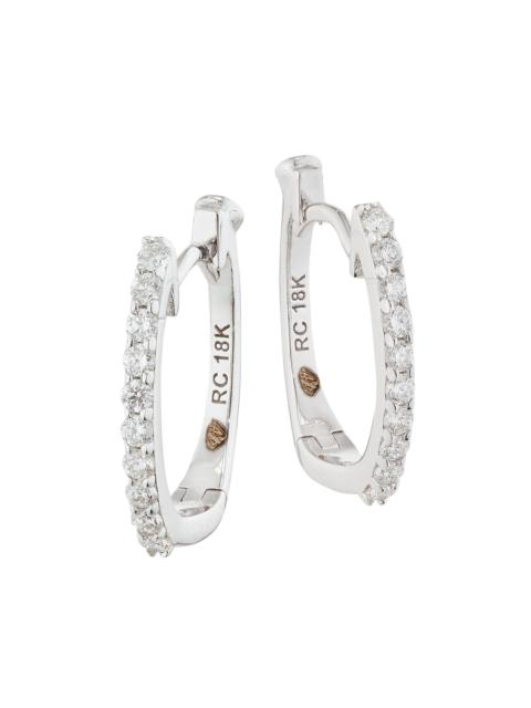ROBERTO COIN Women's 18K Yellow Gold & Diamond Pavé Huggie Hoop Earrings - White Gold