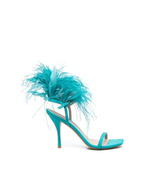 Stuart Weitzman feather-detail open-toe 115mm sandals