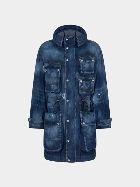 DSQUARED2 DENIM MULTIPOCKET CARGO PARKA