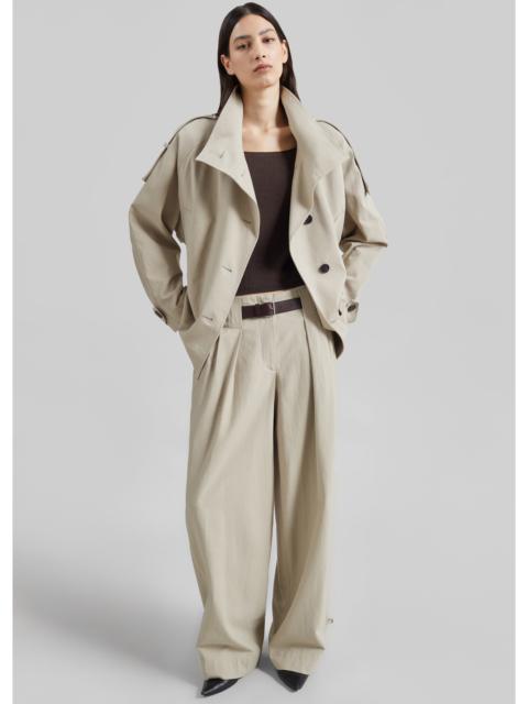 LOW CLASSIC Low Classic Wide Two Tuck Pants - Beige