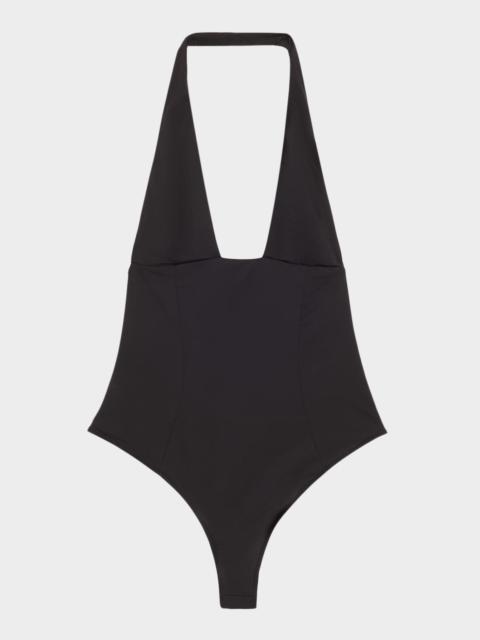 KIKI DE MONTPARNASSE Echauffe Plunging Stretch Jersey Bodysuit