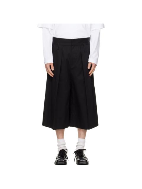 Simone Rocha Black Peeling Waist Wide Leg Shorts