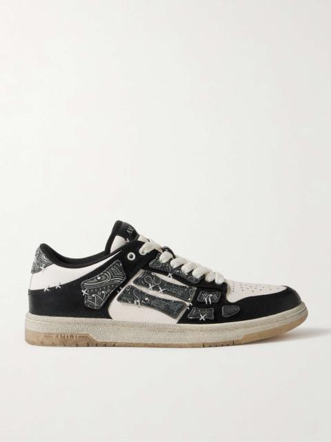 Skel-Top Appliquéd Leather and Bandana-Print Canvas Sneakers