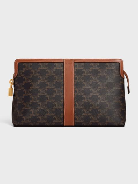CELINE Lock Toiletry Pouch in Triomphe Canvas and Calfskin