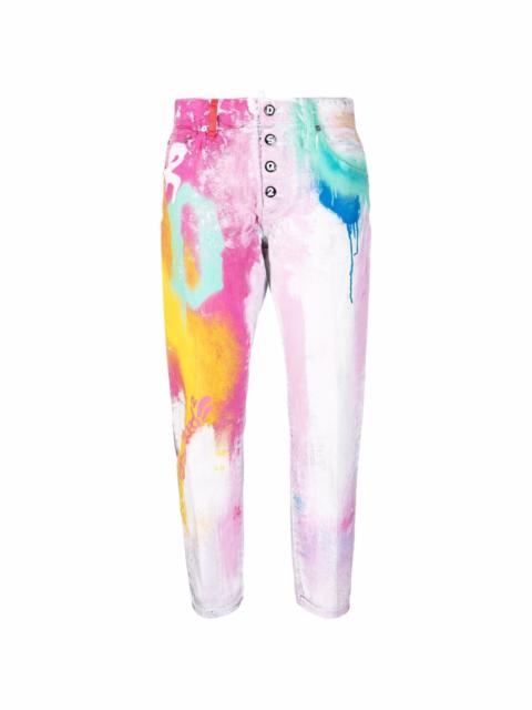 DSQUARED2 paint splatter detail cropped trousers