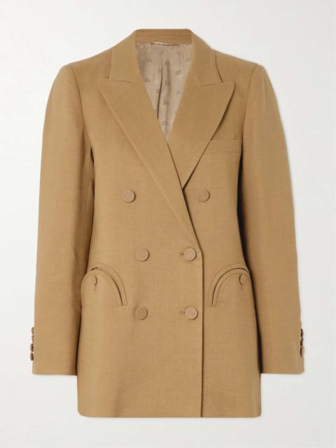 BLAZÉ MILANO Cobia double-breasted linen, wool and mohair-blend blazer Brown