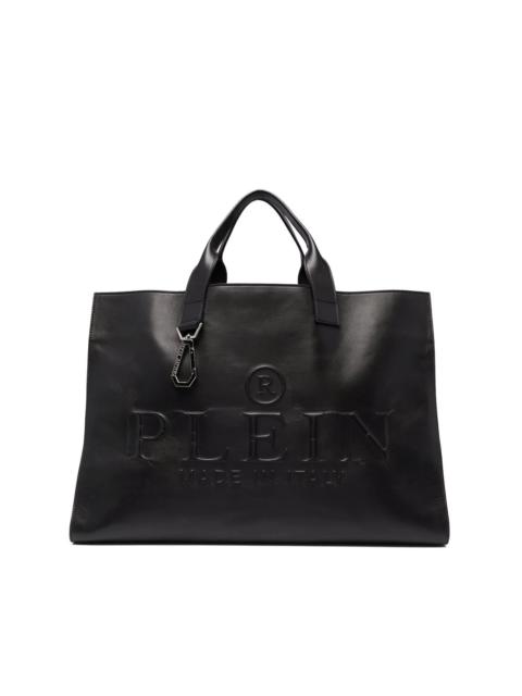 PHILIPP PLEIN logo-debossed leather tote bag