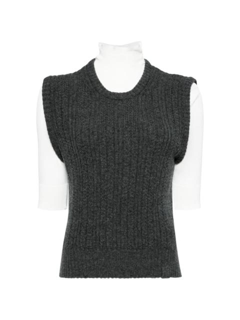 mock-neck knitted top