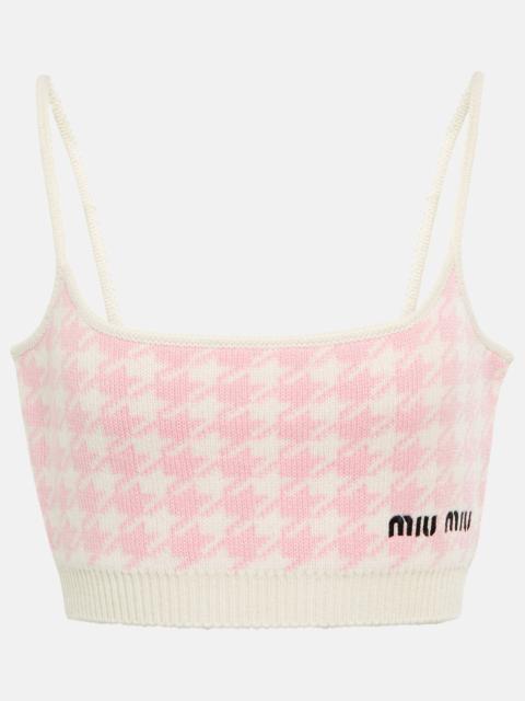 Miu Miu Houndstooth cashmere crop top