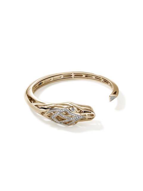 JOHN HARDY Naga Hinged Cuff, Gold, Diamonds