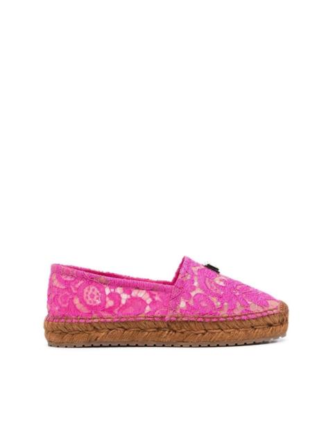 Dolce & Gabbana lace-panel logo-plaque espadrilles