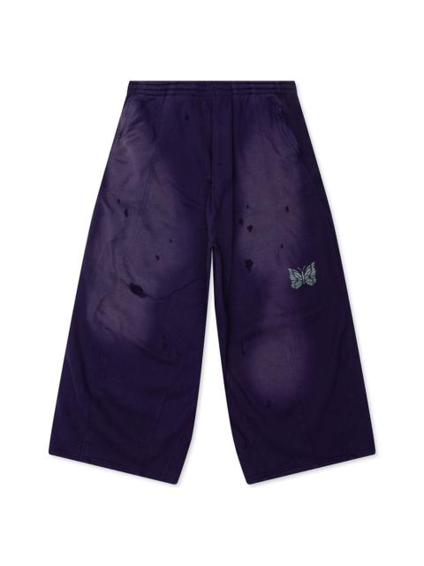 NEEDLES COTTON FRENCH TERRY DECONSTRUCTED SWEATPANT - PURPLE