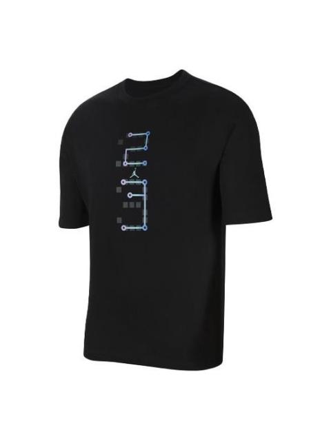 Jordan Men's Air Jordan Singles Day Luminous Design Printing Round Neck Short Sleeve Black T-Shirt DN6991-0