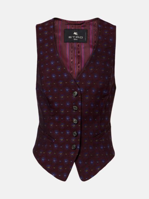 Etro Floral wool and cotton jacquard vest