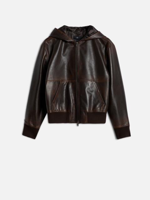 7 For All Mankind ZIP UP HOODIE in Leather Espresso