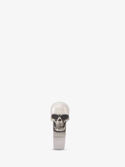 Men's The Side Skull Ring in Antique Silver