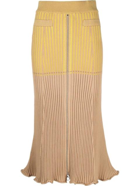 rabanne panelled rib-detail midi skirt