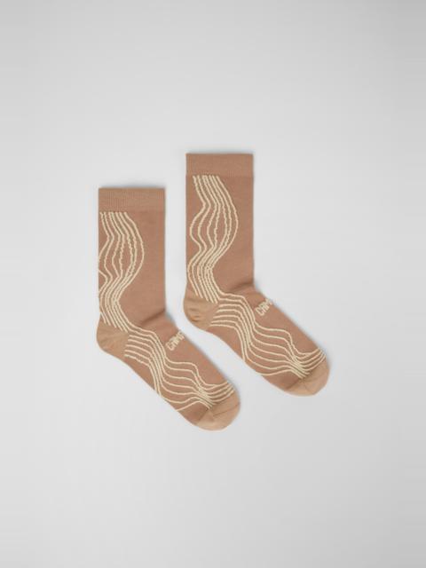 CAMPER Socks Beige-yellow organic cotton socks.