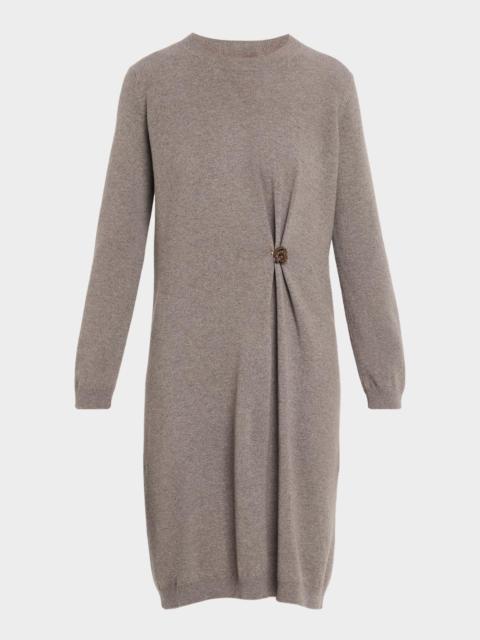 FABIANA FILIPPI Brooch-Embellished Knit Sweater Dress