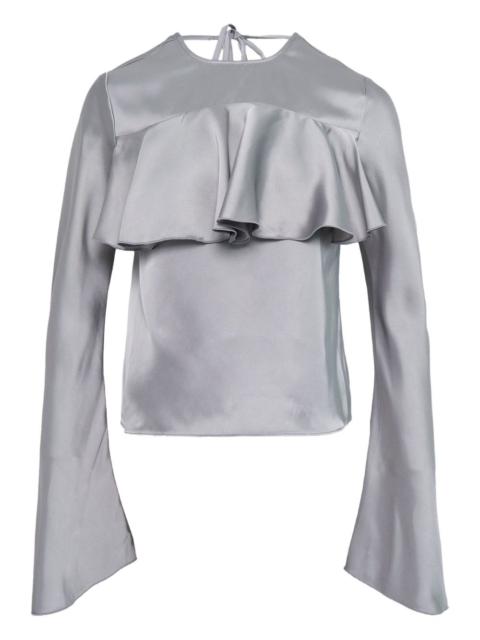 ruffled long-sleeved blouse