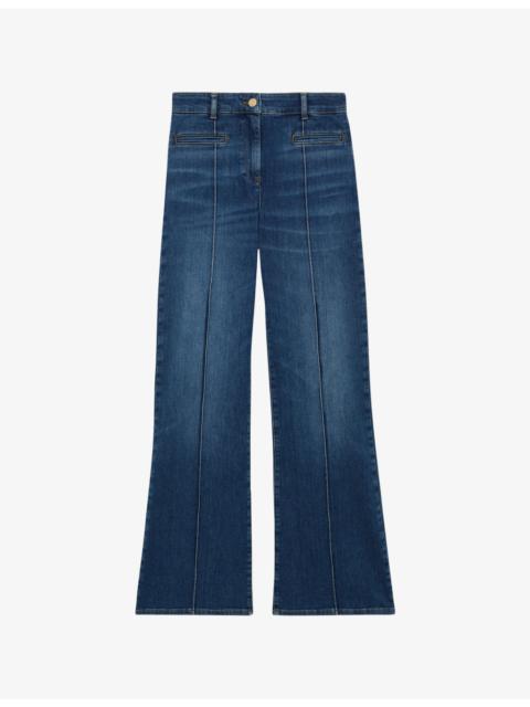 REISS Claude Flared-Leg Pintuck Stretch-Denim Jeans