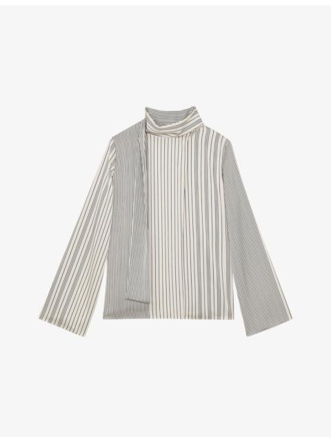 REISS Rina Striped Stretch-Woven Blouse