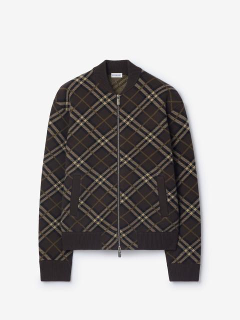 Burberry Check Wool Cashmere Bomber Jacket