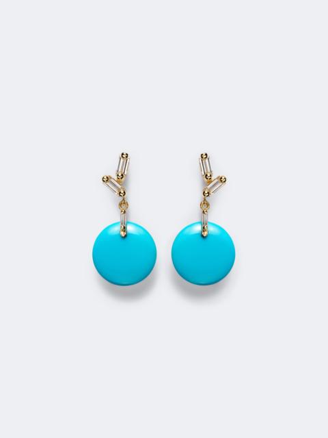 SUZANNE KALAN 18kt gold drop earrings with diamonds and turquoise