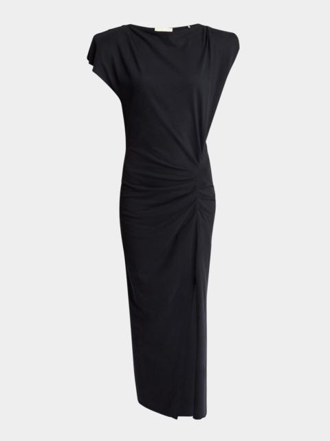 Isabel Marant Nadela Ruched Slit Cotton Maxi Dress
