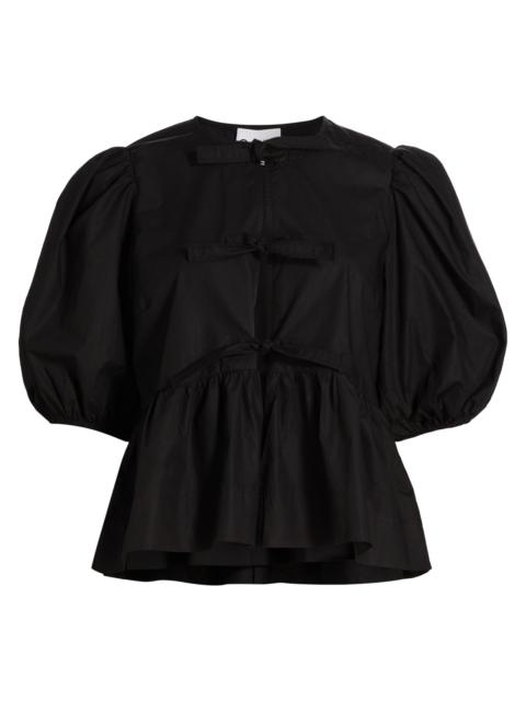 GANNI Women's Cotton Poplin Peplum Blouse - Black