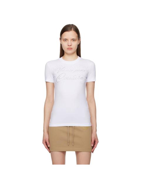 VERSACE JEANS COUTURE White Crystal-Cut T-Shirt