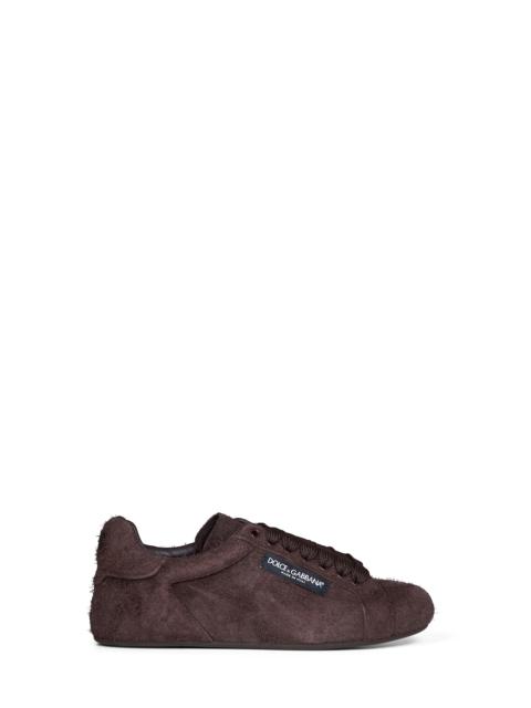 Dolce & Gabbana Dark brown suede split leather Portofino Soft sneakers