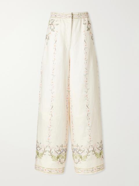 Agua by Agua Bendita Tota Anhelo Floral-printed Linen Straight-leg Pants