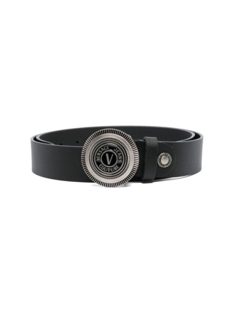 VERSACE JEANS COUTURE engraved logo-buckle detail belt